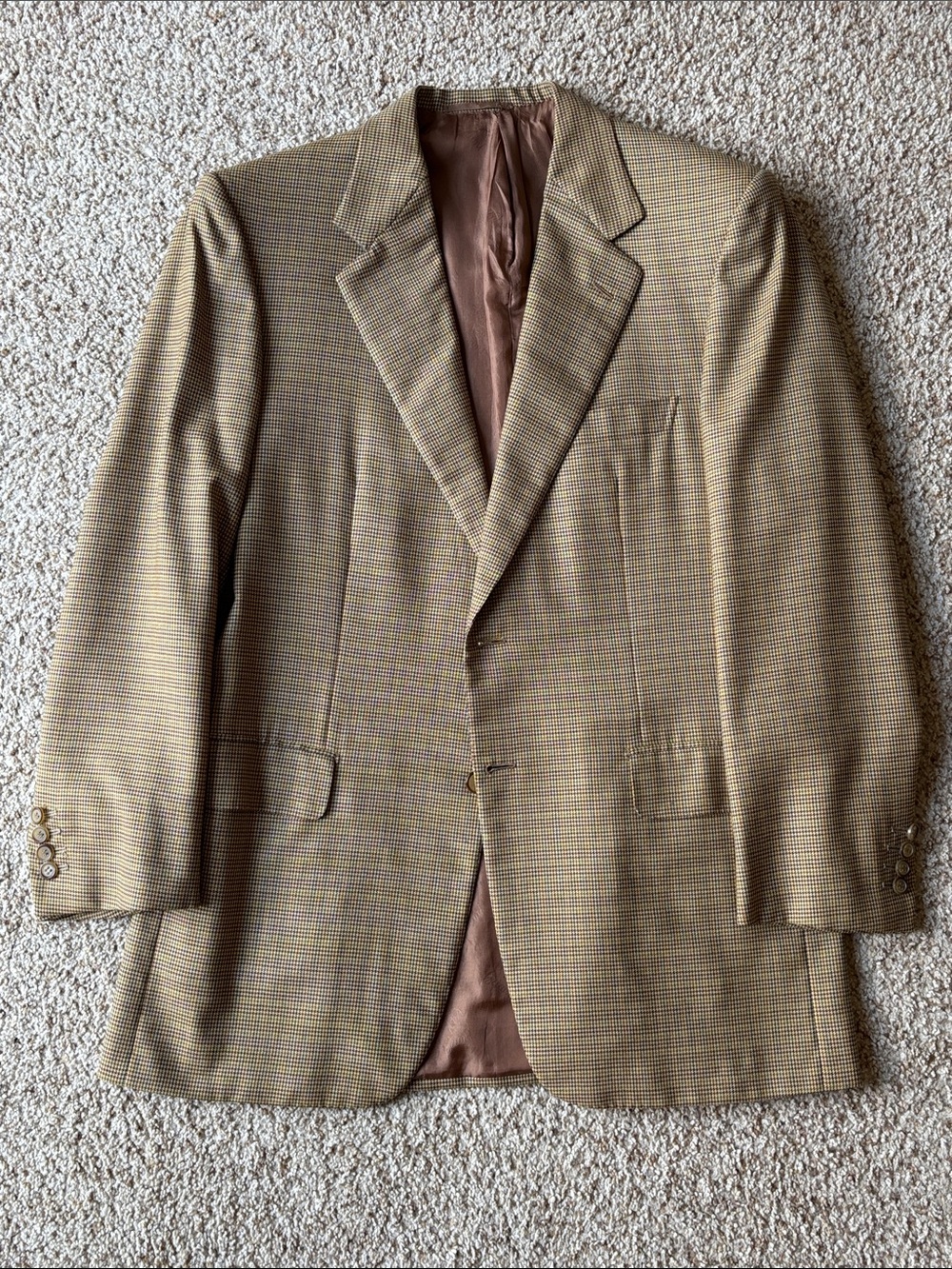 *Luxury* Brioni Neiman Marcus Brown Houndstooth Check Wool Sport Coat US 40 R